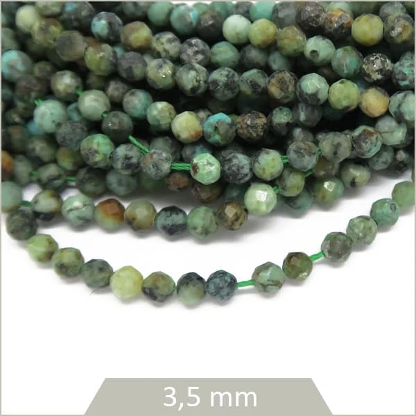 Env. 120 perles de Turquoise Africaine rondes à facettes 3 mm