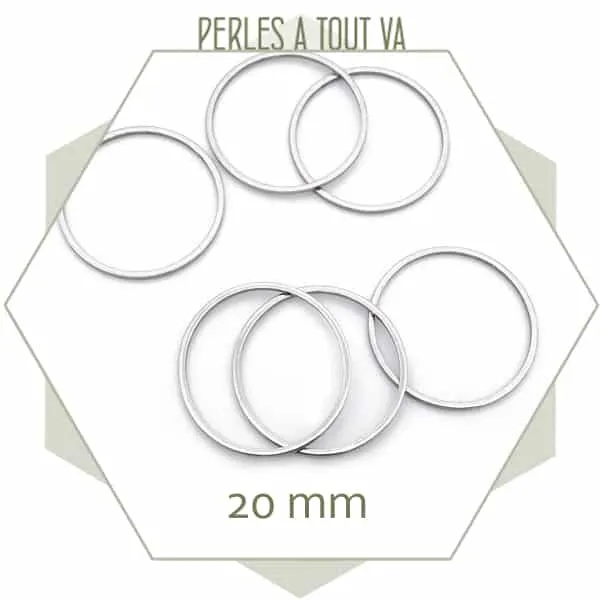 12 anneaux fermés ronds 20 mm en acier inoxydable