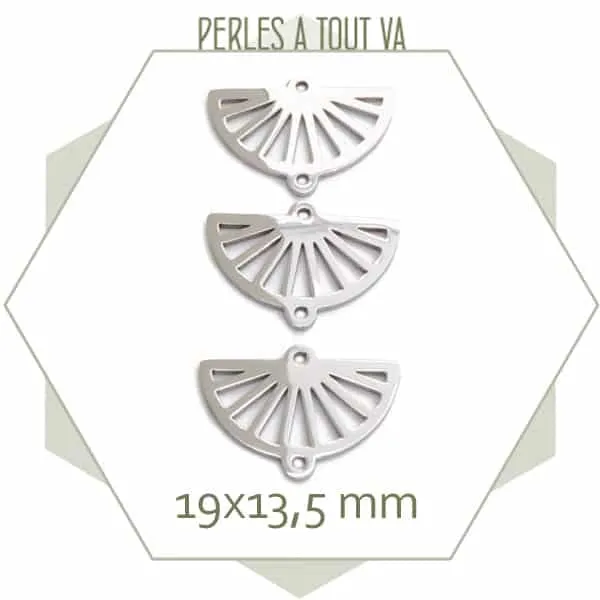 6 petits connecteurs demi cercle ajourés en acier inoxydable