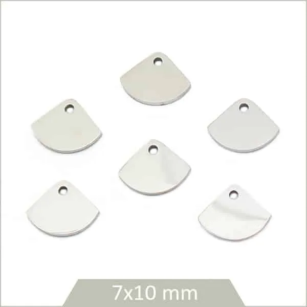 6 breloques petits éventails lisses en acier inoxydable