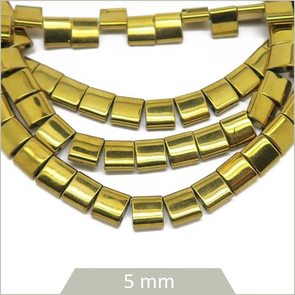 Env. 70 perles Tila en hématite doré