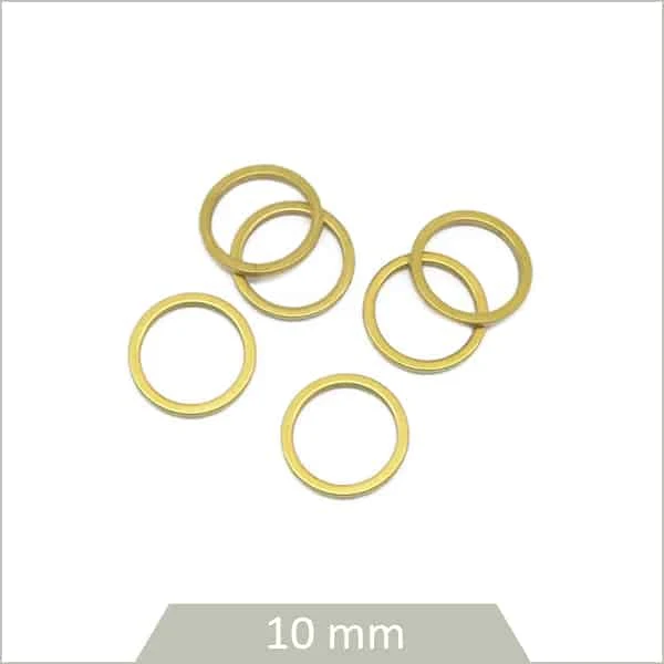 6 anneaux fermés ronds en acier inoxydable doré 10 mm