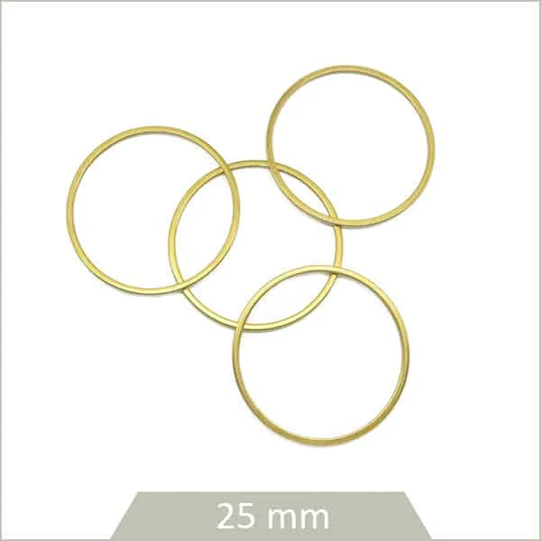 4 anneaux fermés ronds en acier inoxydable doré 25 mm