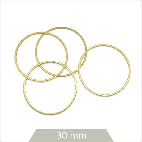 4 anneaux fermés ronds en acier inoxydable doré 30 mm