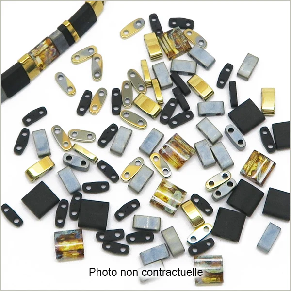6 g de mix de perles Tila noir OR