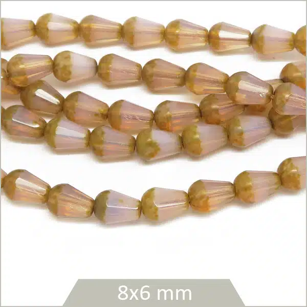Env. 24 perles de verre tchèques forme goutte rose