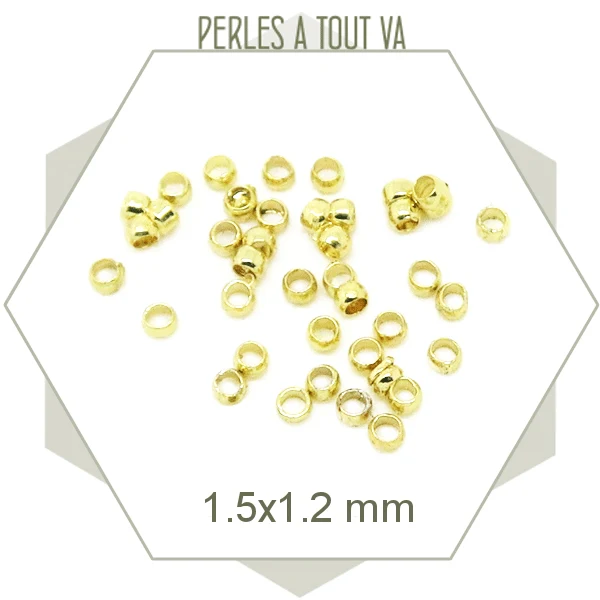 Env. 200 perles à écraser 1,5x1,2 mm dorées, cantOr