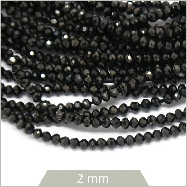 Env. 220 perles de verre donut 2x1,8 mm, noir