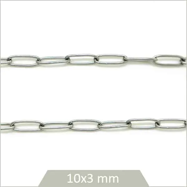 1 m de chaîne trombone ovale en acier inoxydable argent