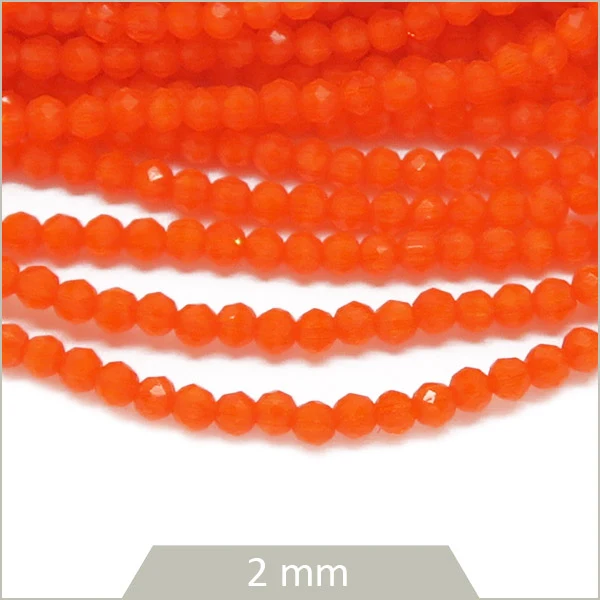 Env. 190 perles de verre à facettes 2 mm, orange vif