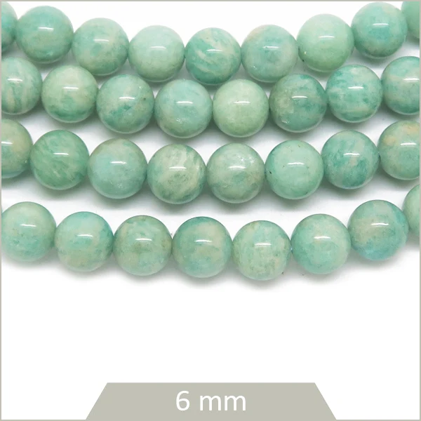 Env. 58 perles ronde d'Amazonite vert d'eau, 6 mm