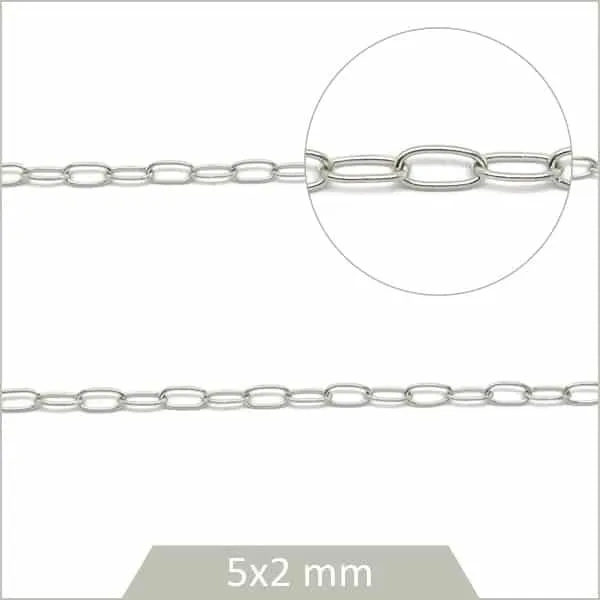1 m de chaîne trombone 5x2 mm en acier inoxydable
