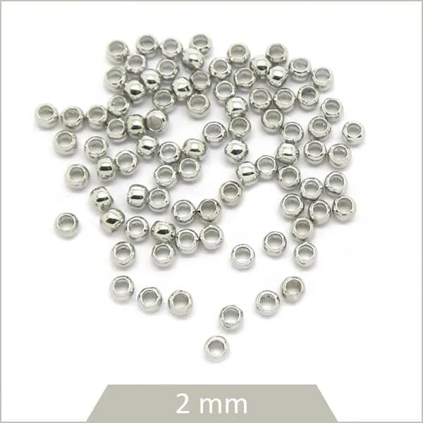 5 g de perles à écraser 2x1,5 mm argentées, cantOr (env. 330 perles)