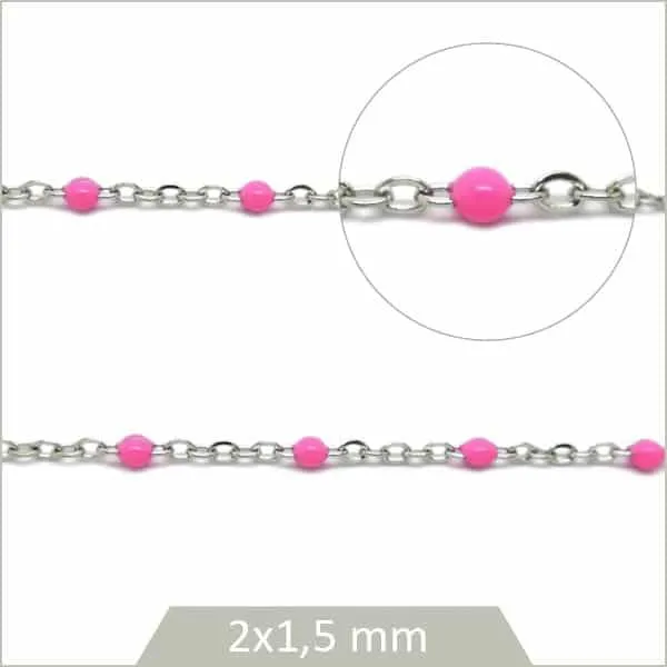 1 m de chaîne acier et maillons roses