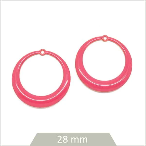 4 créoles effet émaillé rose