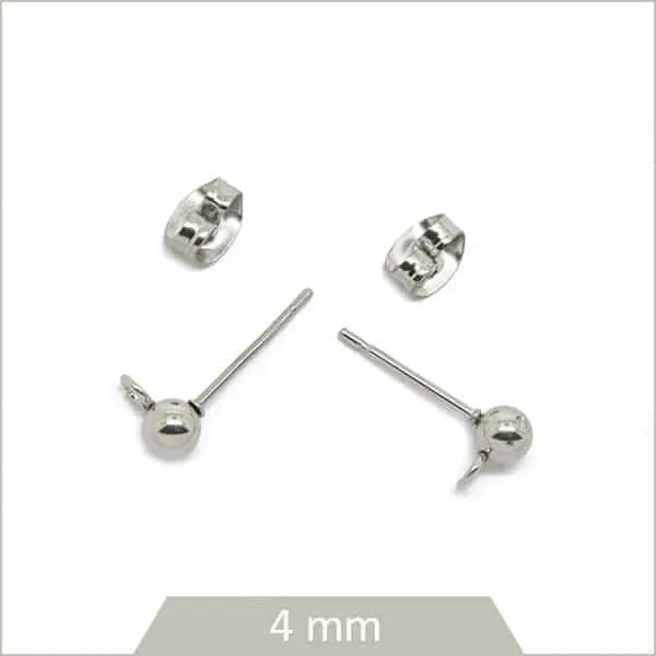 12 clous de boucles d'oreilles bille en acier inoxydable 304
