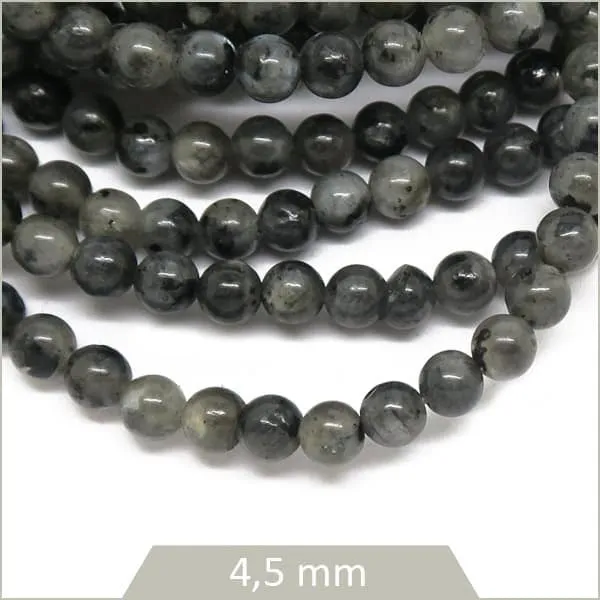 Env. 80 perles rondes 4,5 mm en Larvikite