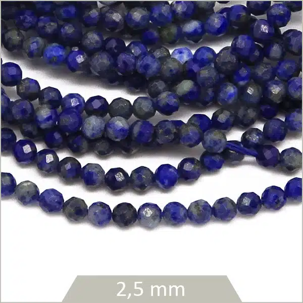 Env. 200 perles rondes à facettes en Lapis Lazuli 2,5 mm