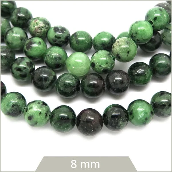 Env. 45 perles en Rubis Zoïsite, 8 mm