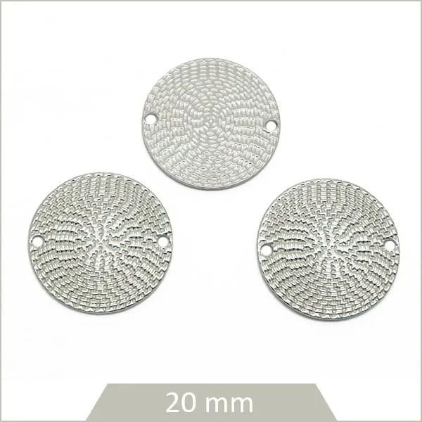 4 connecteurs texture vannerie en acier inoxydable, 20 mm