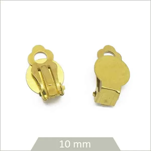 10 clips de boucles d'oreilles à coller en laiton brut, 10 mm