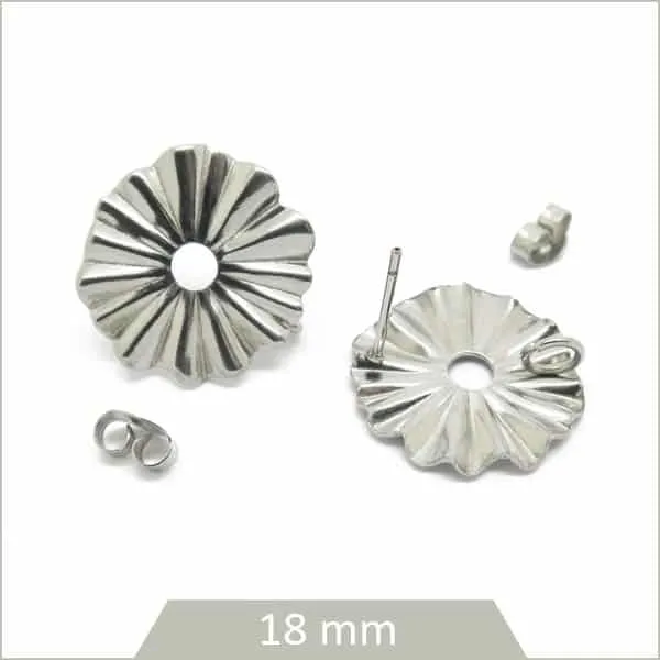 4 clous de boucle d'oreilles fleur en acier inoxydable
