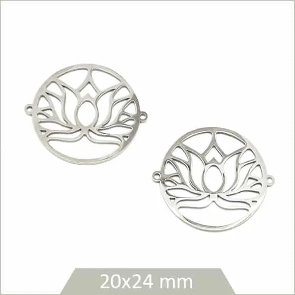 4 connecteurs ronds lotus en acier, 20 mm