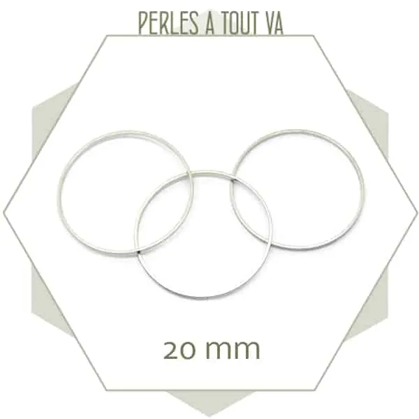 100 anneaux fermés ronds 20 mm couleur argent