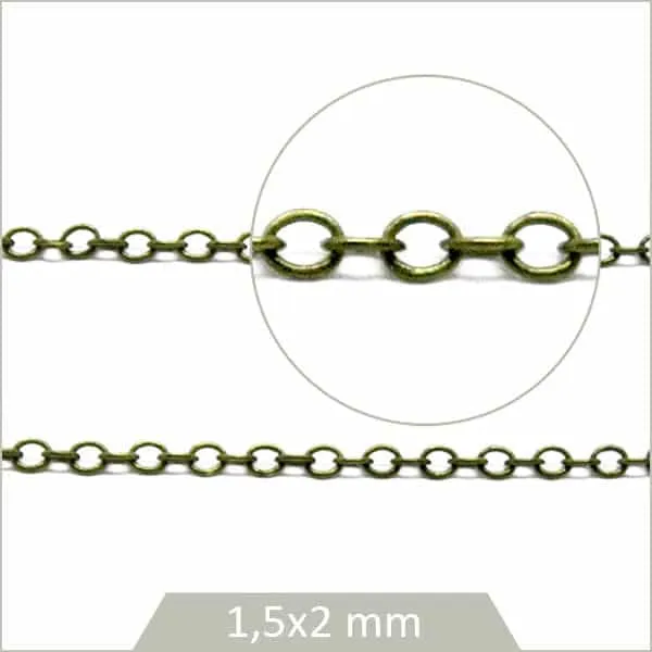 1 m de chaîne 1,5 x 2 mm bronze