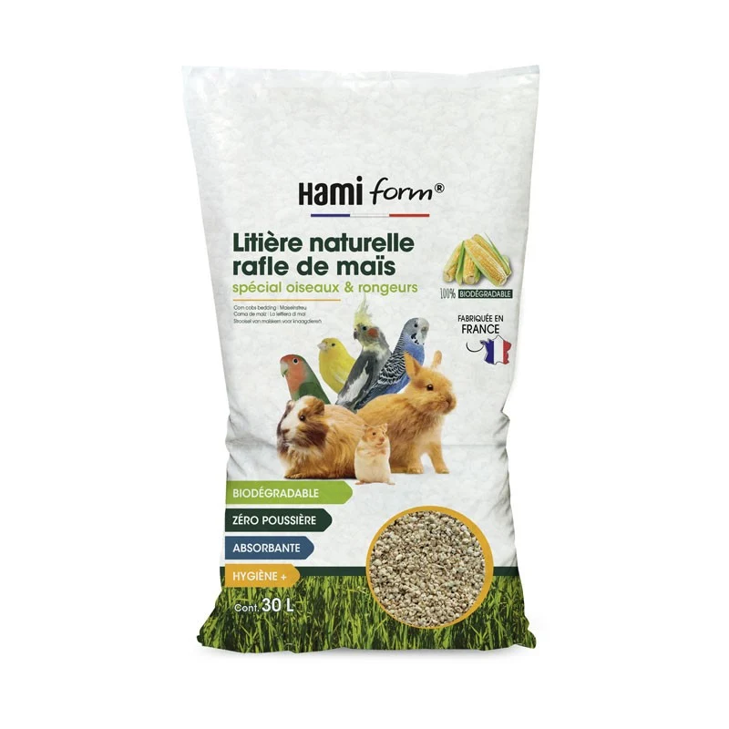 Litière naturelle en rafle de maïs