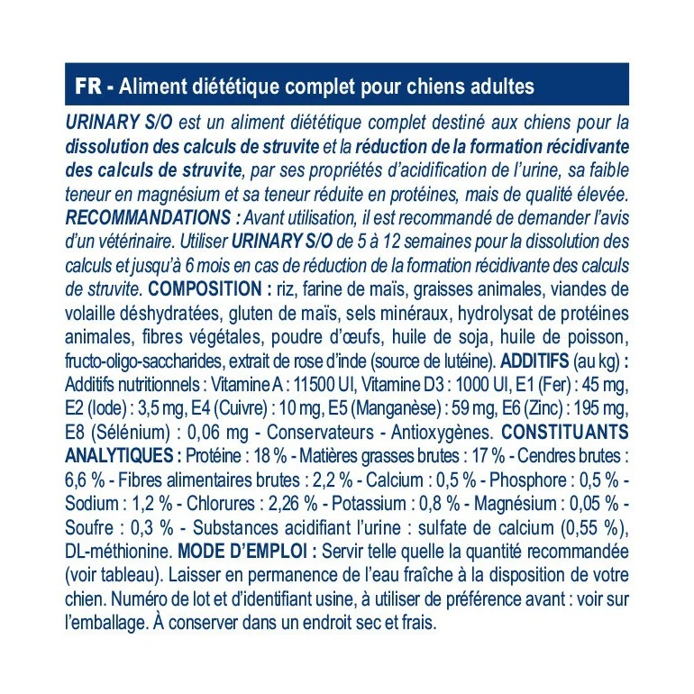 Royal Canin Veterinary Urinary S/O - Aliment pour chien