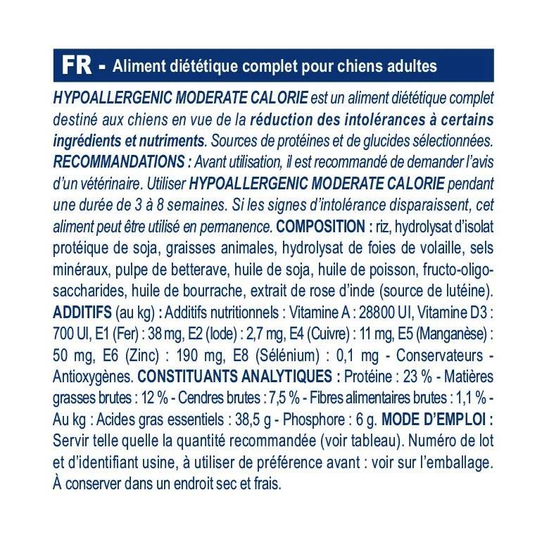 Royal Canin Veterinary Hypoallergenic Moderate Calorie
