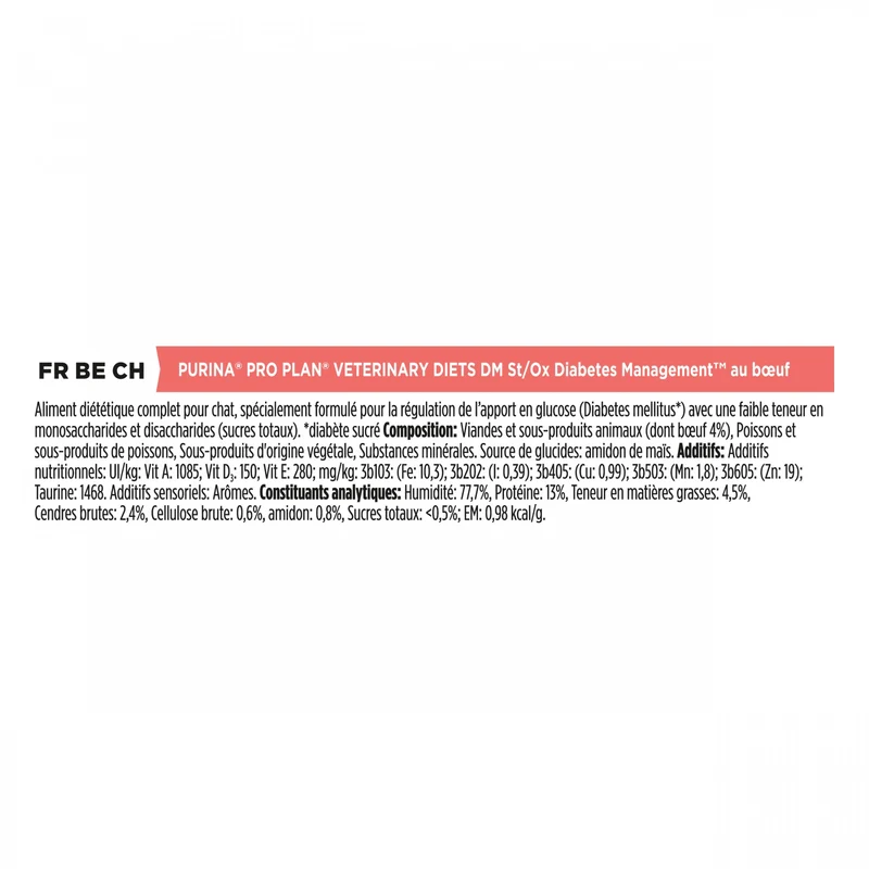 Pro Plan Veterinary Diets DM St/Ox Diabetes Management – Pâtées en bouchées pour chat