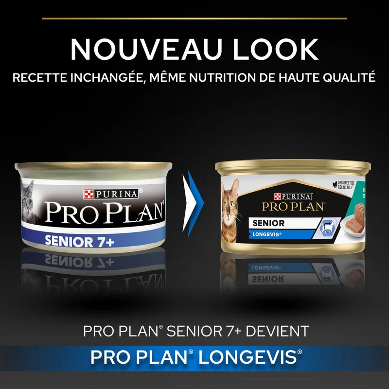 PRO PLAN Longevis Senior en mousse au thon - Pâtée pour chat