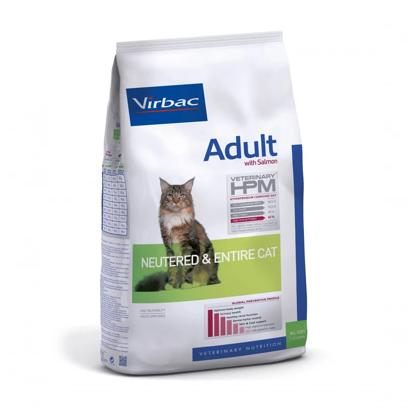 VIRBAC Veterinary HPM Adult with salmon Neutered & Entire Cat
