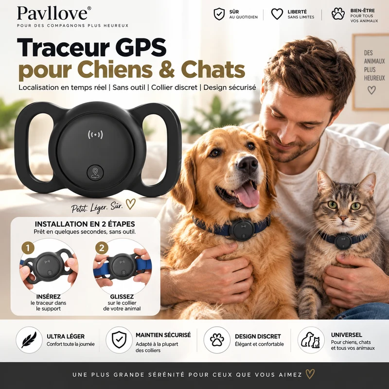 Traceur GPS Chien & Chat Sans Abonnement – iOS Android