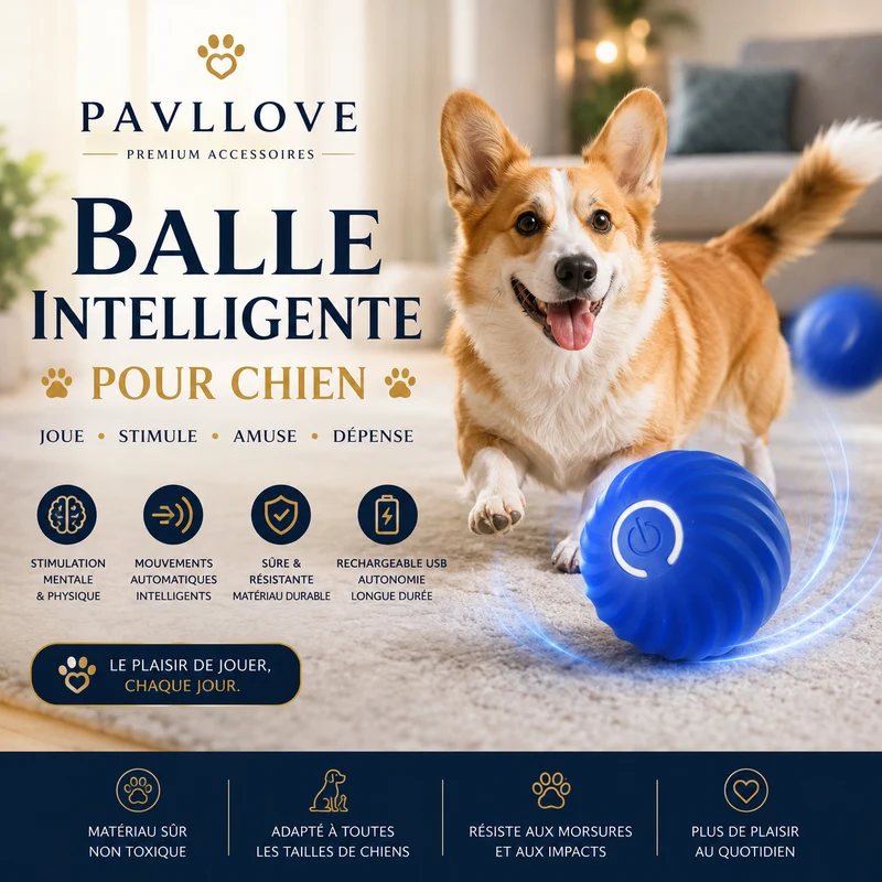 Balle Interactive pour Chien Rechargeable USB-C – Jouet Automatique Intelligent Pavllove®