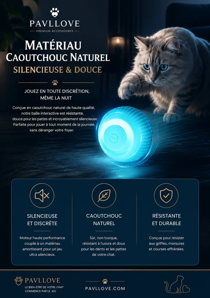 Balle Interactive pour Chat Rechargeable USB LED 360°