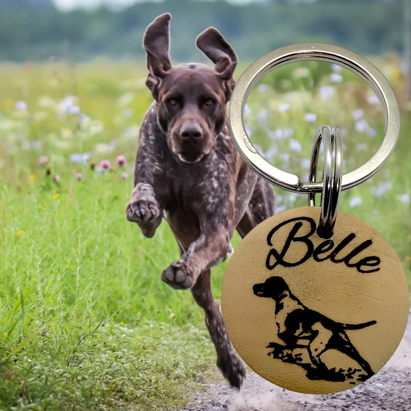 Médaille d'identification pour chien en Bois verni | motif chien
