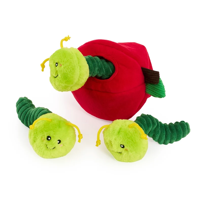 Peluche de flair Pomme et Vers – Jouet d'occupation pour chien – ZippyPaws® Burrow™