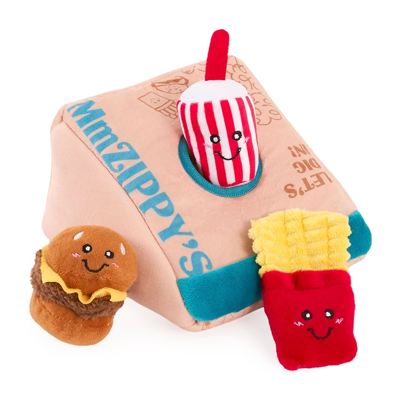 Peluche de flair Menu Fast-Food – Jouet d'occupation pour chien – ZippyPaws® Burrow™