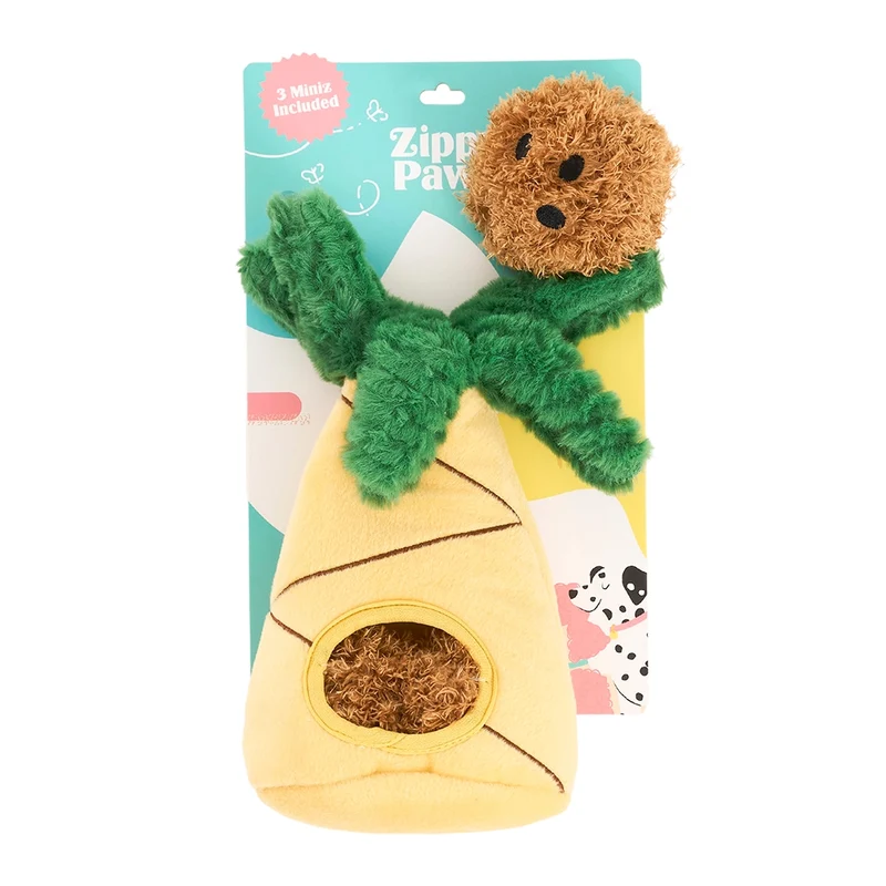Peluche de flair Cocotier – Jouet d'occupation pour chien – ZippyPaws® Burrow™