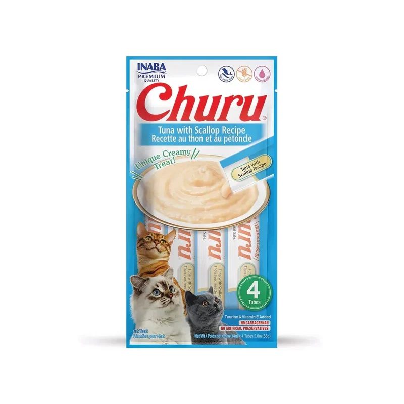 Churu Thon & Pétoncles – Sticks crémeux pour chat – 4 tubes de 14g