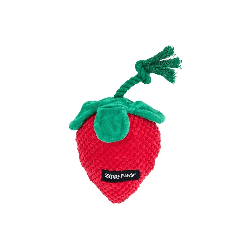 Crinkle Crops Fraise – Peluche pour chien Zippy Paws