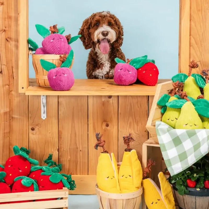 Crinkle Crops Fraise – Peluche pour chien Zippy Paws