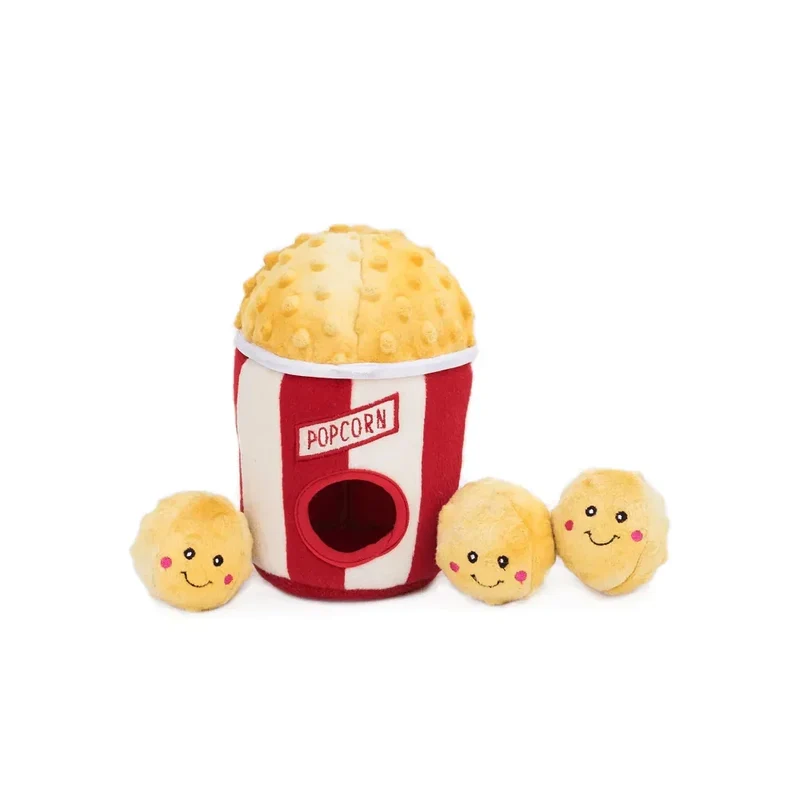 Peluche de flair Seau à Popcorn 🍿- Jouet d'occupation pour chien