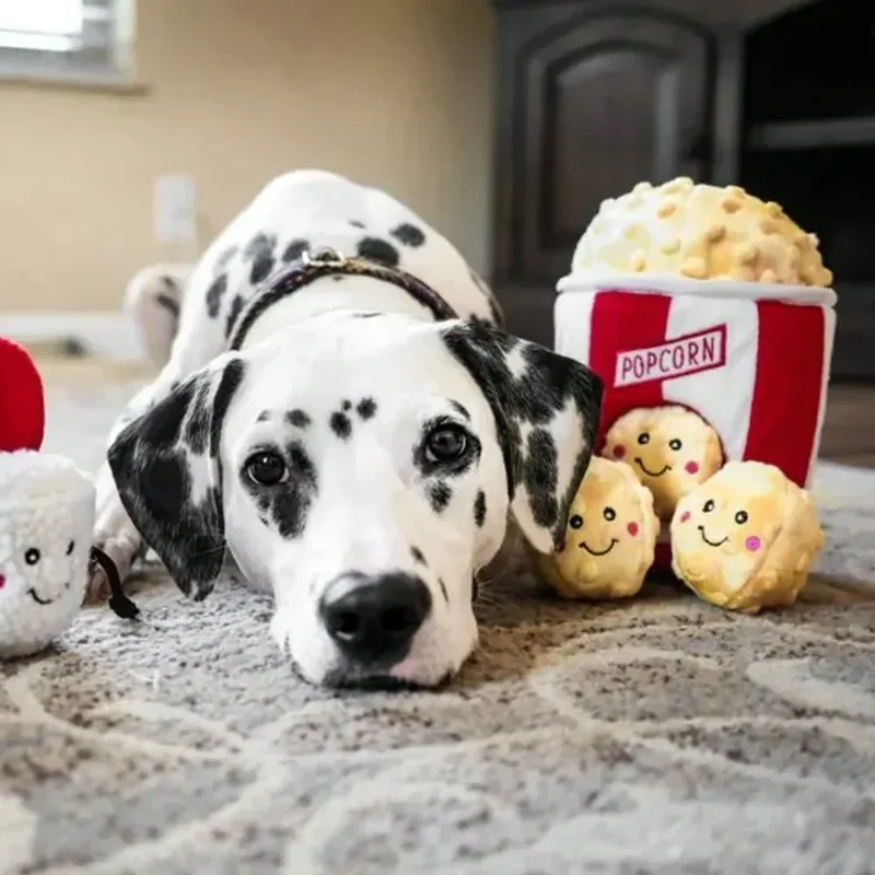 Peluche de flair Seau à Popcorn 🍿- Jouet d'occupation pour chien