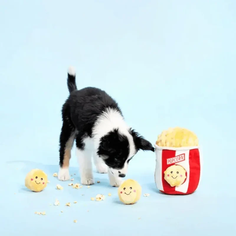 Peluche de flair Seau à Popcorn 🍿- Jouet d'occupation pour chien