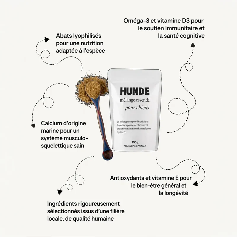 Essential Blend HUNDE – Complément équilibrant pour ration ménagère du chien – 250g