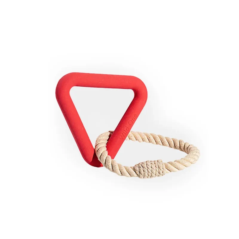 Jouet triangle en caoutchouc naturel et corde pour chien